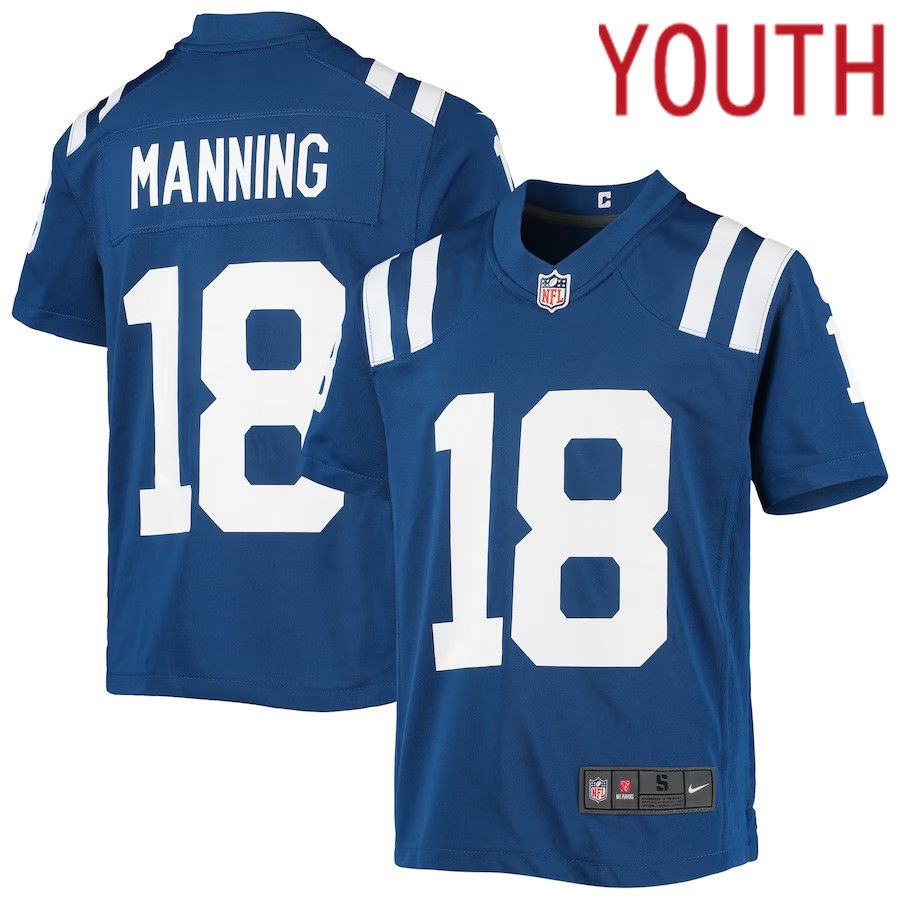 Youth Indianapolis Colts #18 Peyton Manning Nike Royal Retired Player Game NFL Jersey